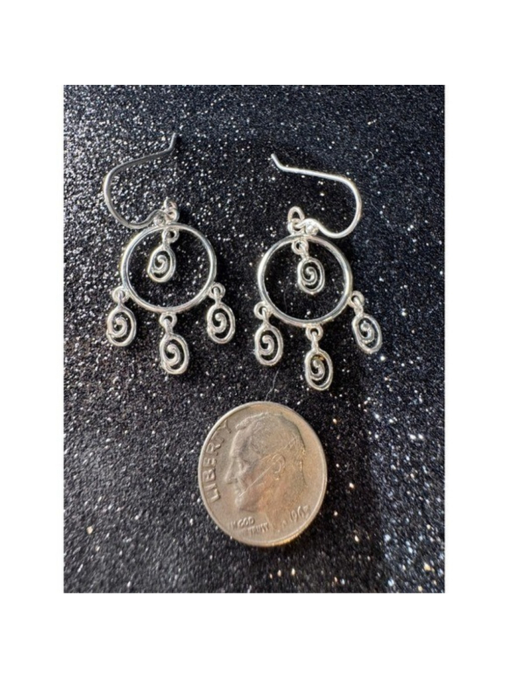 Sterling Silver 925 Spiral Chandelier Dangle Earrings Boho Circle 4g - Picture 3 of 6